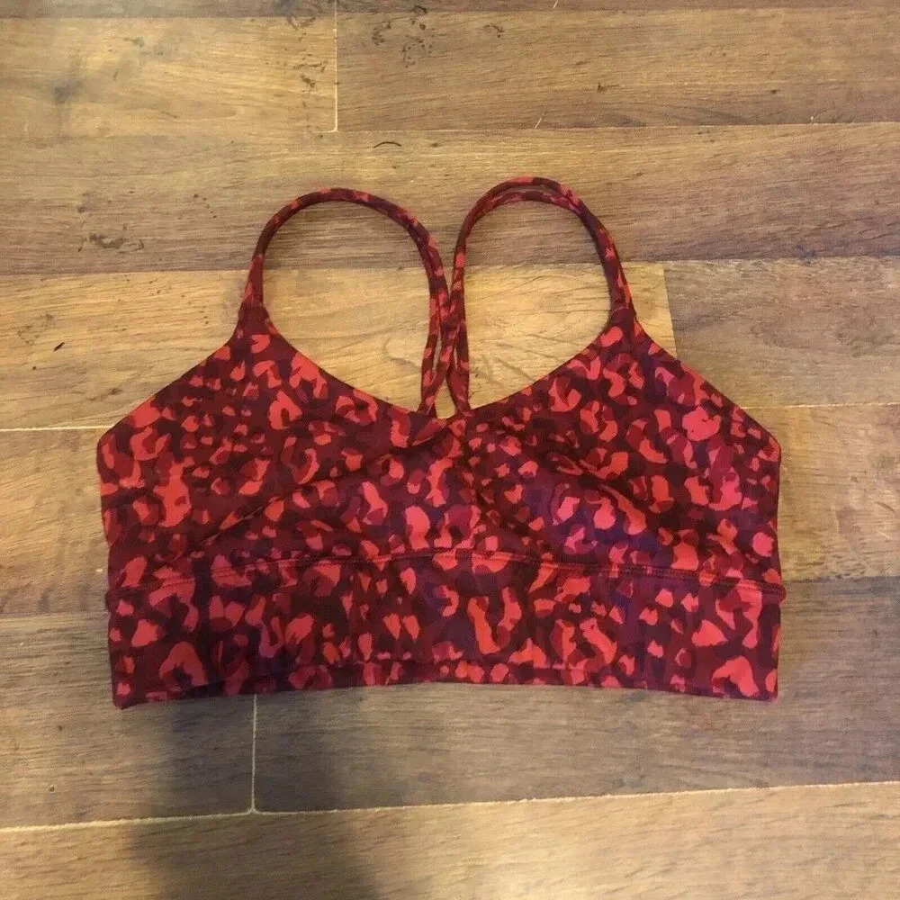 Joy Lab Women’s CrossBack Sports‎ Bra Wireless Size Small Red Cheetah Leopard